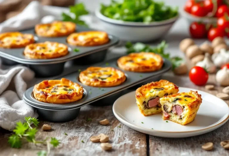 Mini quiches sans pâte jambon-champignons : prêtes en 10 min, bien dorées à souhait